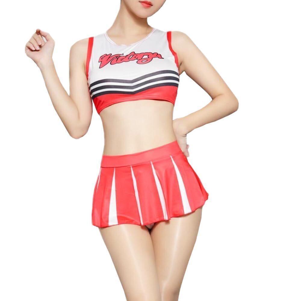 1806 Cheerleading Costumes Uniform Schoolgirl Crop Top with Brief Outfits